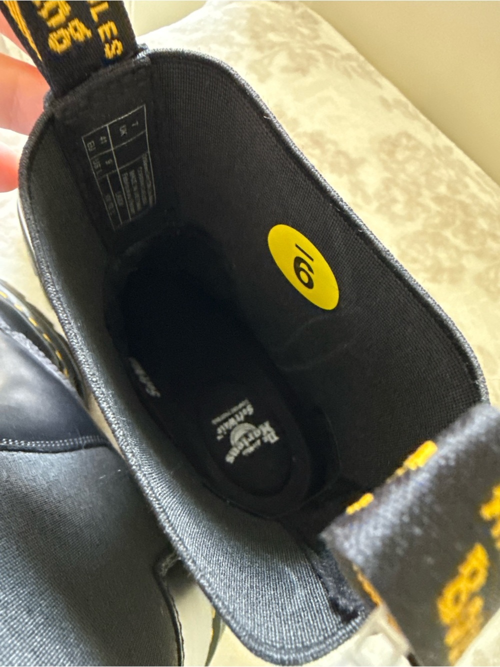Dr. Martens Corran Black Leather Chelsea Lug Boots with Yellow Stitching - Picture 8 of 14